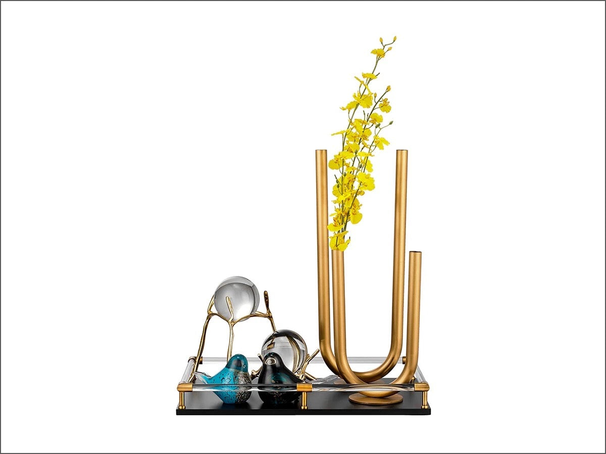 Small U-shaped Gold Flower Vase