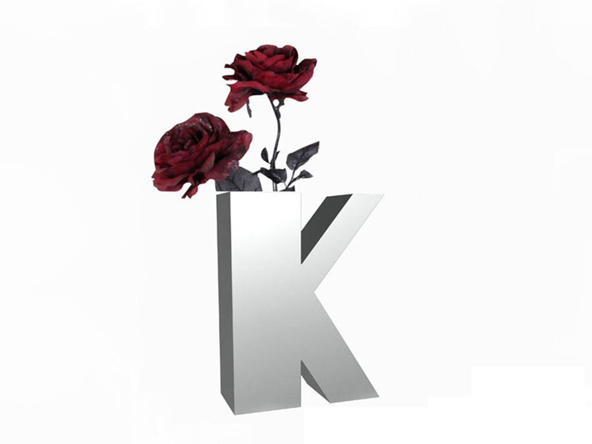 Polished Stainless Steel Letter "k" Vase