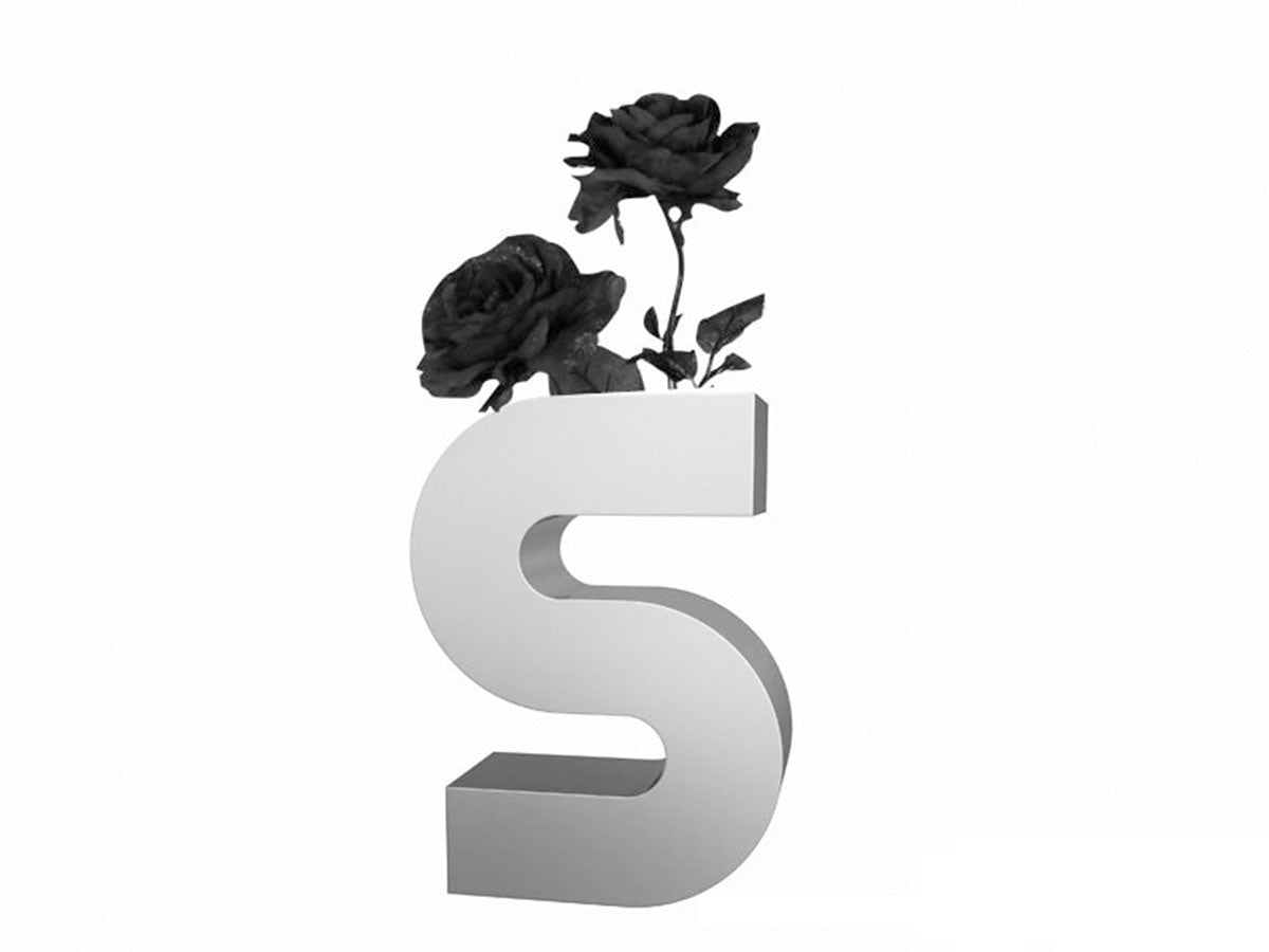 Polished Stainless Steel Letter "S" Vase