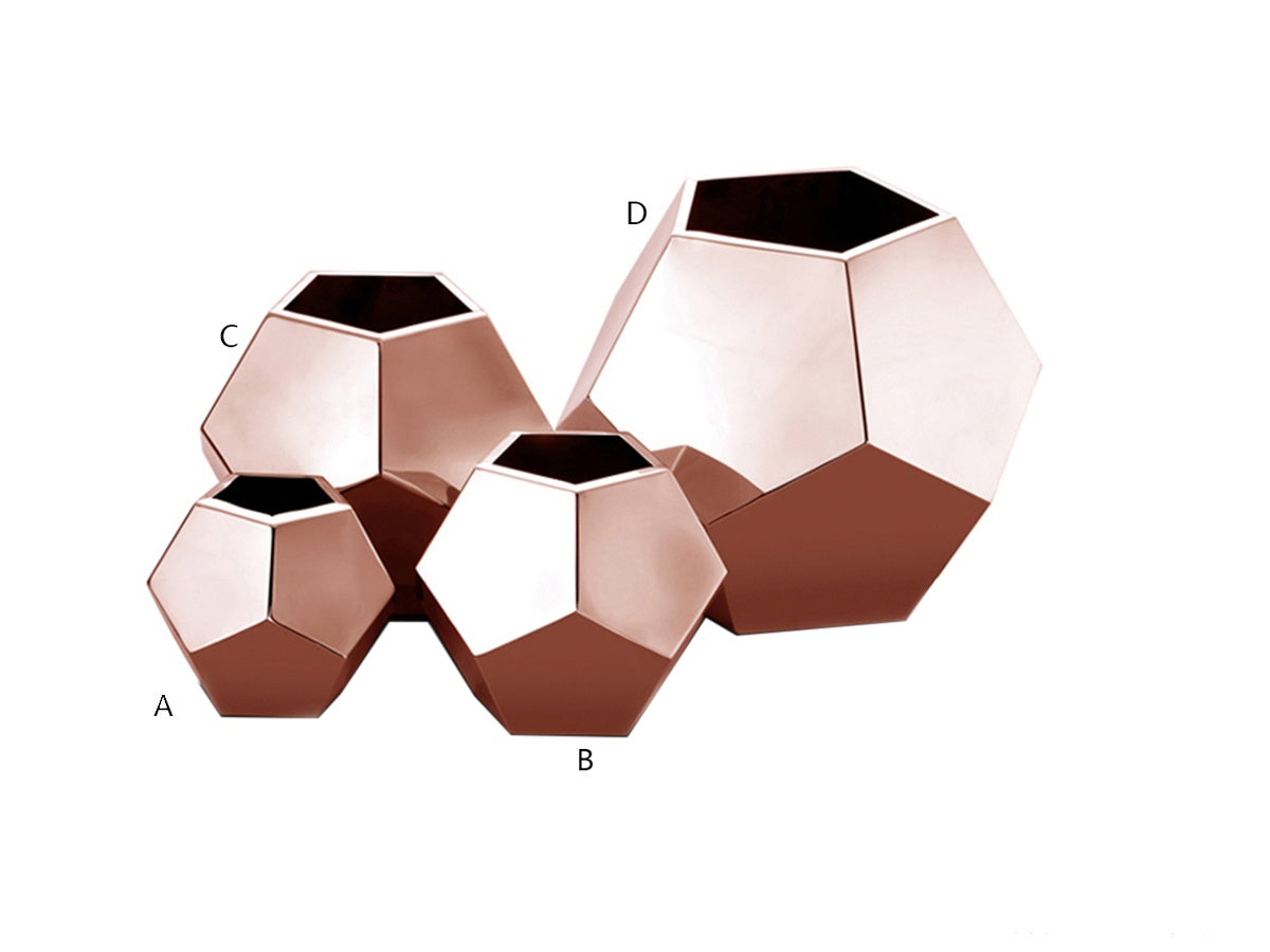 Polished Rose Gold Pentagonal Vase C