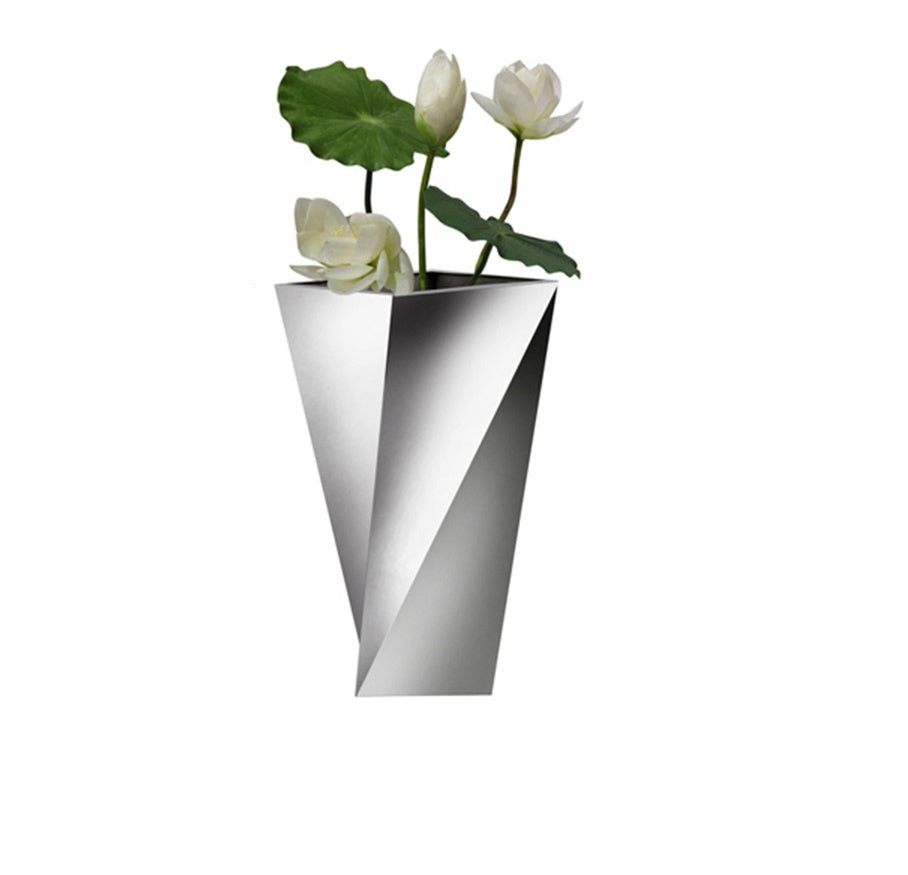 Polished Stainless Steel Twist Vase