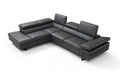 Grey Leather Sectional with Left-Hand-Facing Chaise