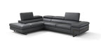 Grey Leather Sectional with Left-Hand-Facing Chaise