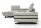 Light Grey Leather Sectional with Left-Hand-Facing Chaise