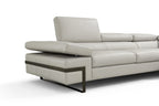 Light Grey Leather Sectional with Left-Hand-Facing Chaise