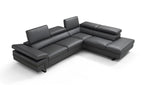 Grey Leather Sectional with Right-Hand-Facing Chaise