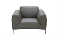 Polished Grey Leather Accent Chair
