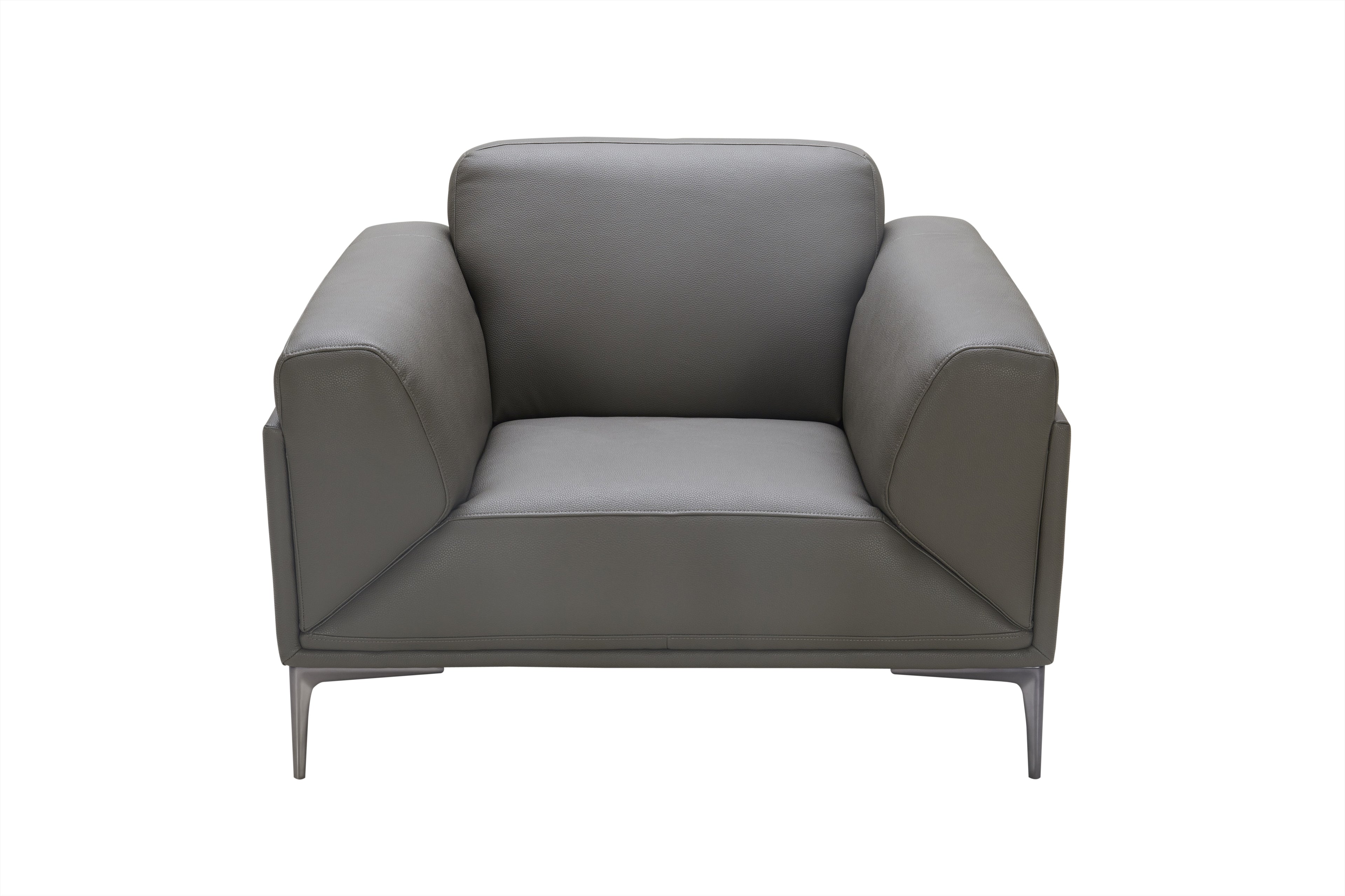 Polished Grey Leather Accent Chair