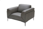 Polished Grey Leather Accent Chair