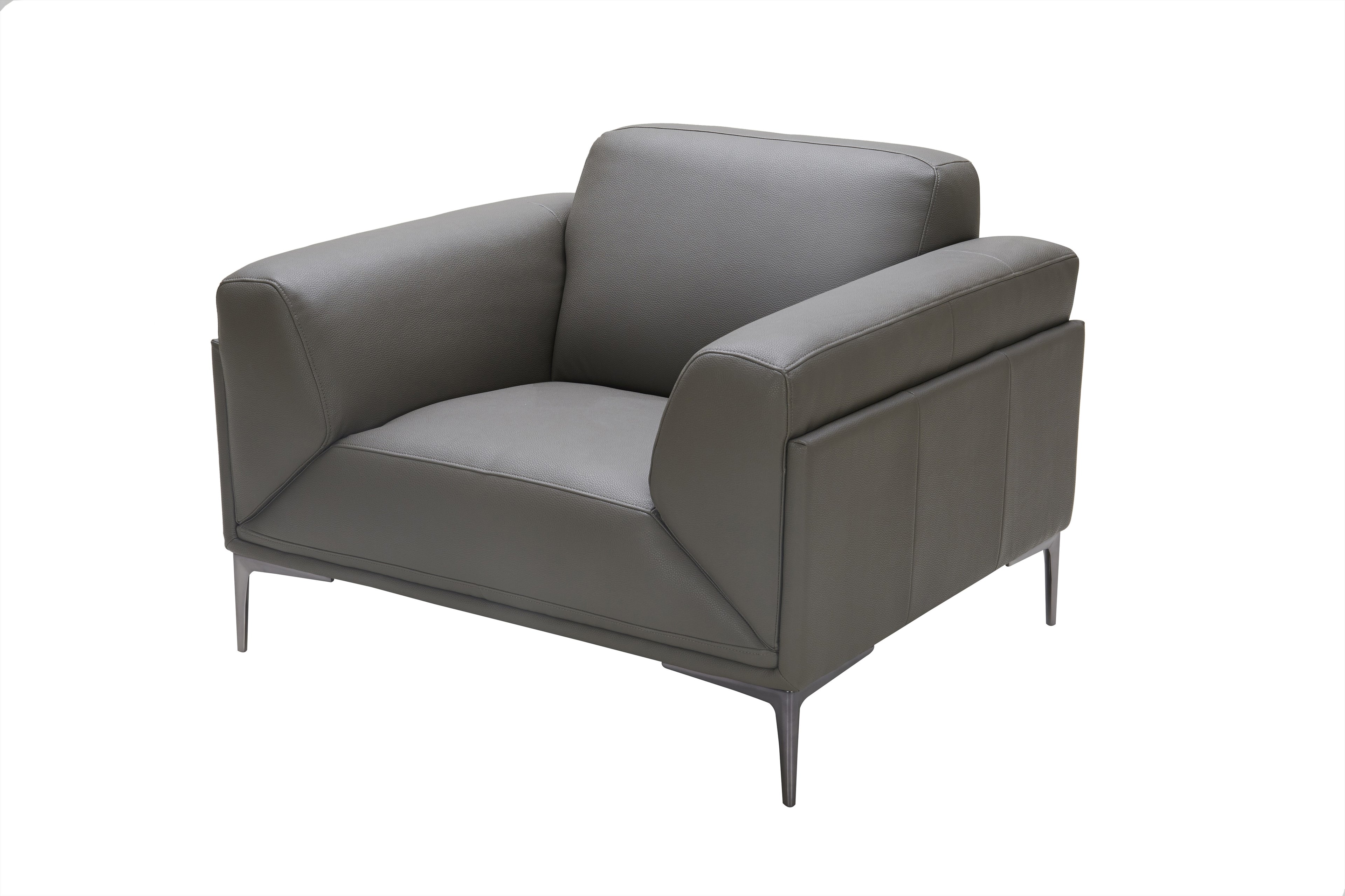 Polished Grey Leather Accent Chair
