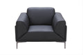 Black Leather Accent Chair with Metal Frame
