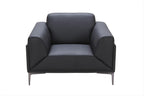 Black Leather Accent Chair with Metal Frame