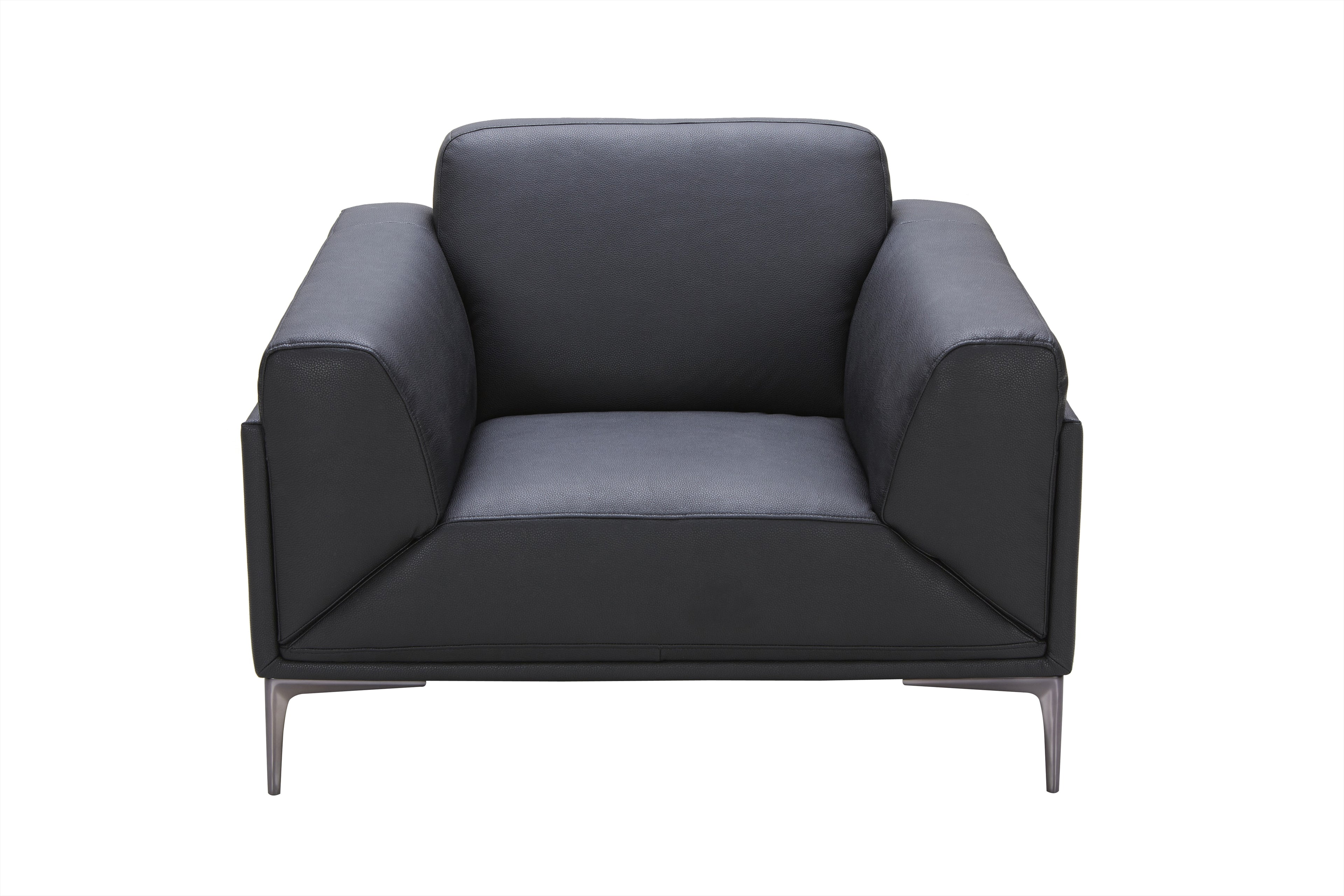 Black Leather Accent Chair with Metal Frame