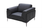 Black Leather Accent Chair with Metal Frame