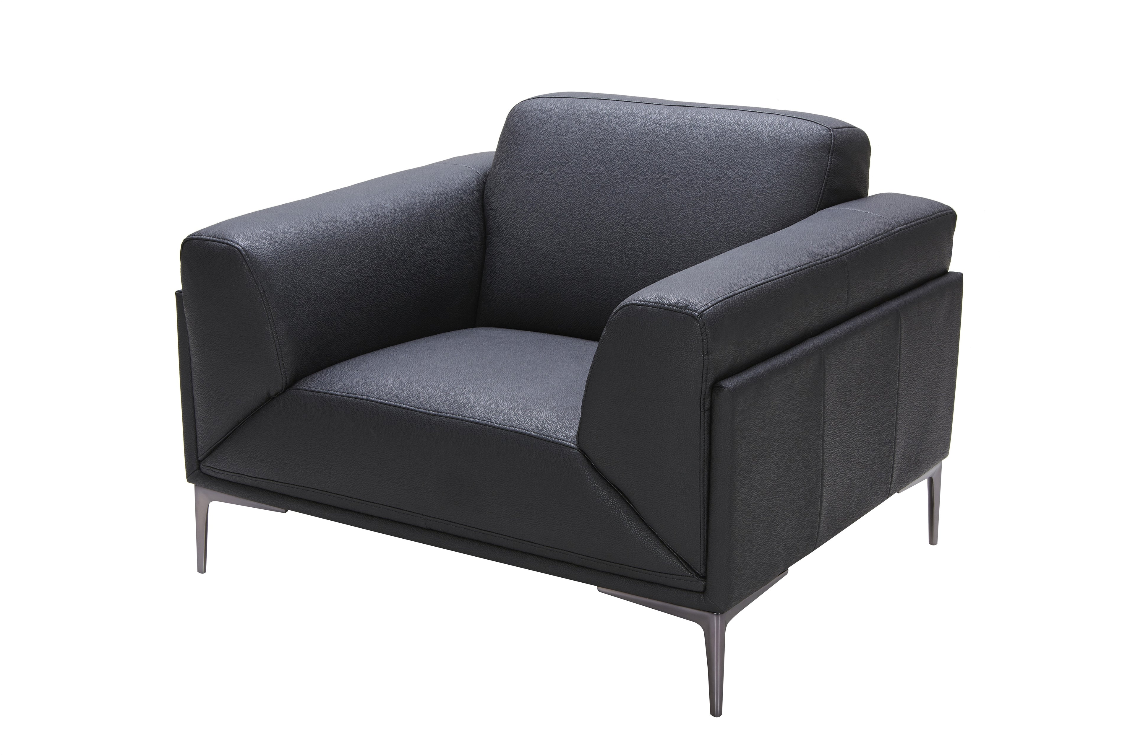 Black Leather Accent Chair with Metal Frame