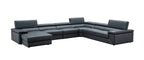 Kobe Blue Grey Leather Sectional with Left-Facing Chaise