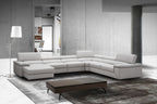 Kobe Silver Grey Leather Sectional with Left-Facing Chaise