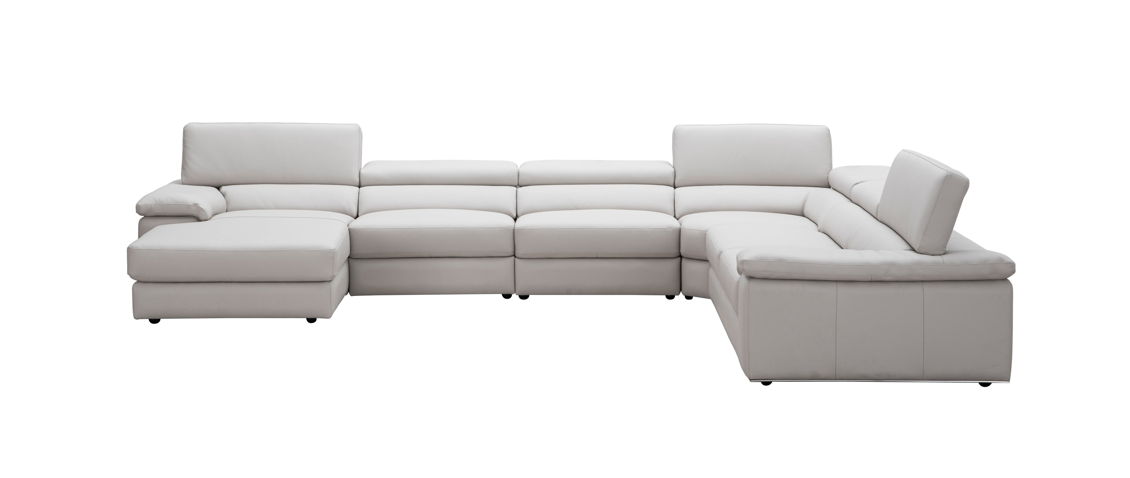 Kobe Silver Grey Leather Sectional with Left-Facing Chaise