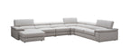 Kobe Silver Grey Leather Sectional with Left-Facing Chaise