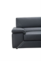 Kobe Blue Grey Leather Sectional with Right-Facing Chaise