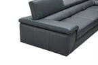 Kobe Blue Grey Leather Sectional with Right-Facing Chaise