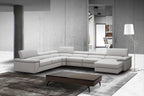 Kobe Silver Grey Leather Sectional with Right-Facing Chaise
