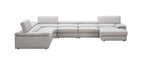 Kobe Silver Grey Leather Sectional with Right-Facing Chaise