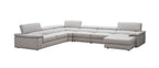 Kobe Silver Grey Leather Sectional with Right-Facing Chaise