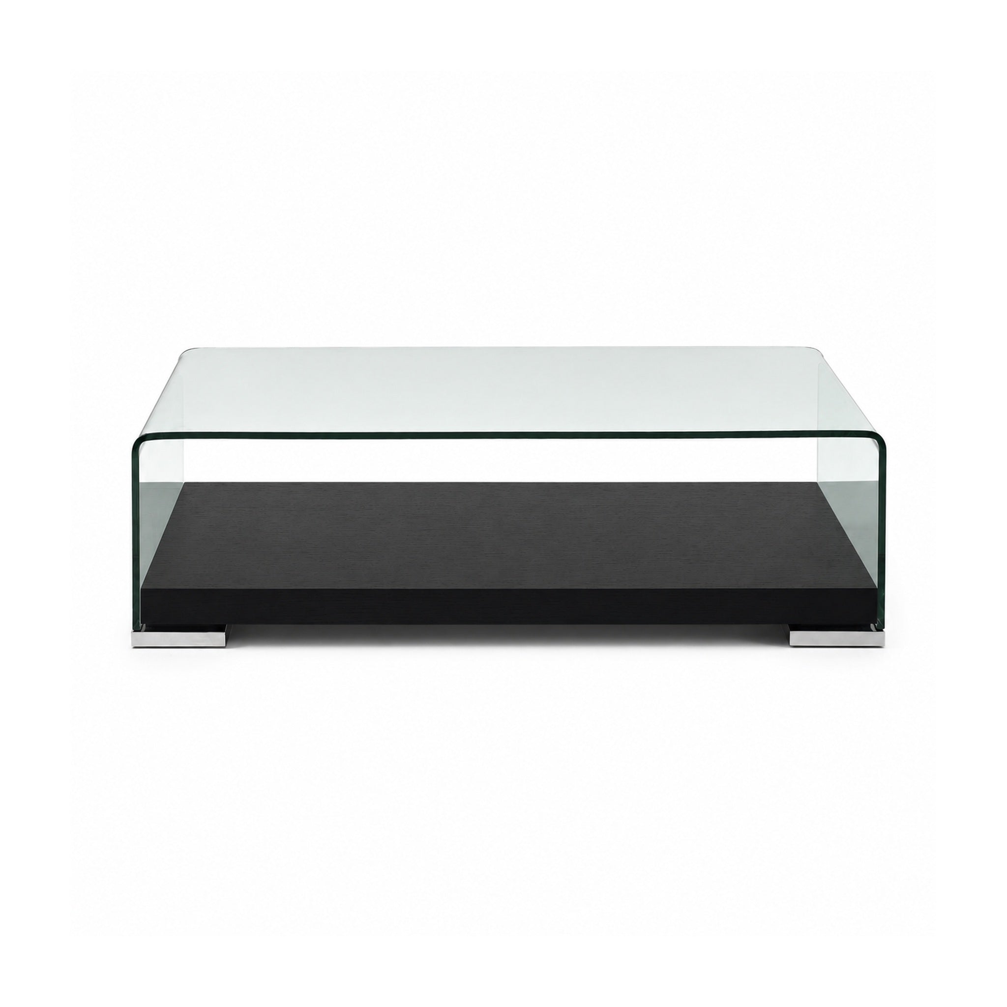 Clear Curved-Glass Square Coffee Table