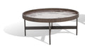 Grey Marble-and-Glass Coffee Table with Oak Veneer