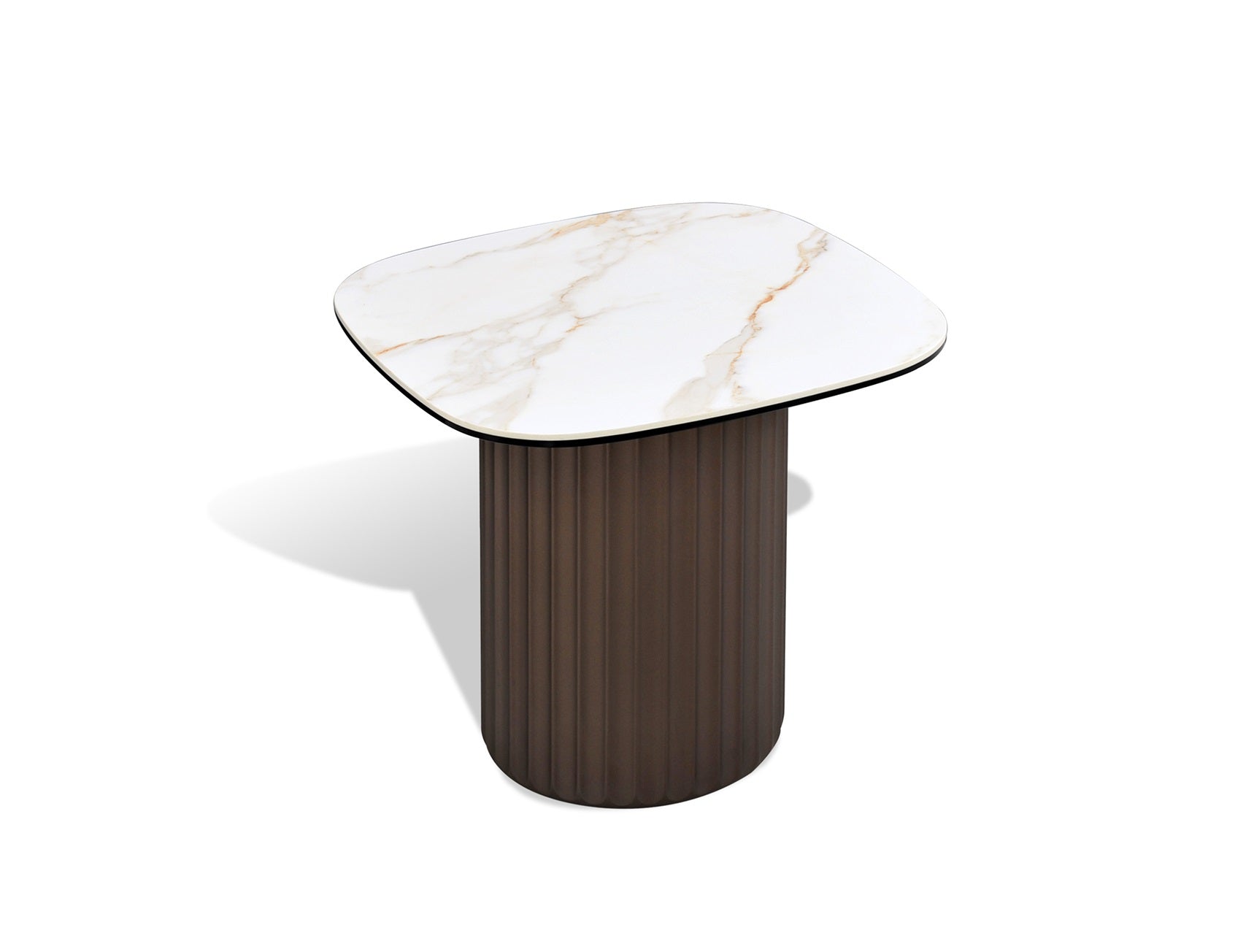 Brushed Bronze Ceramic-Top End Table