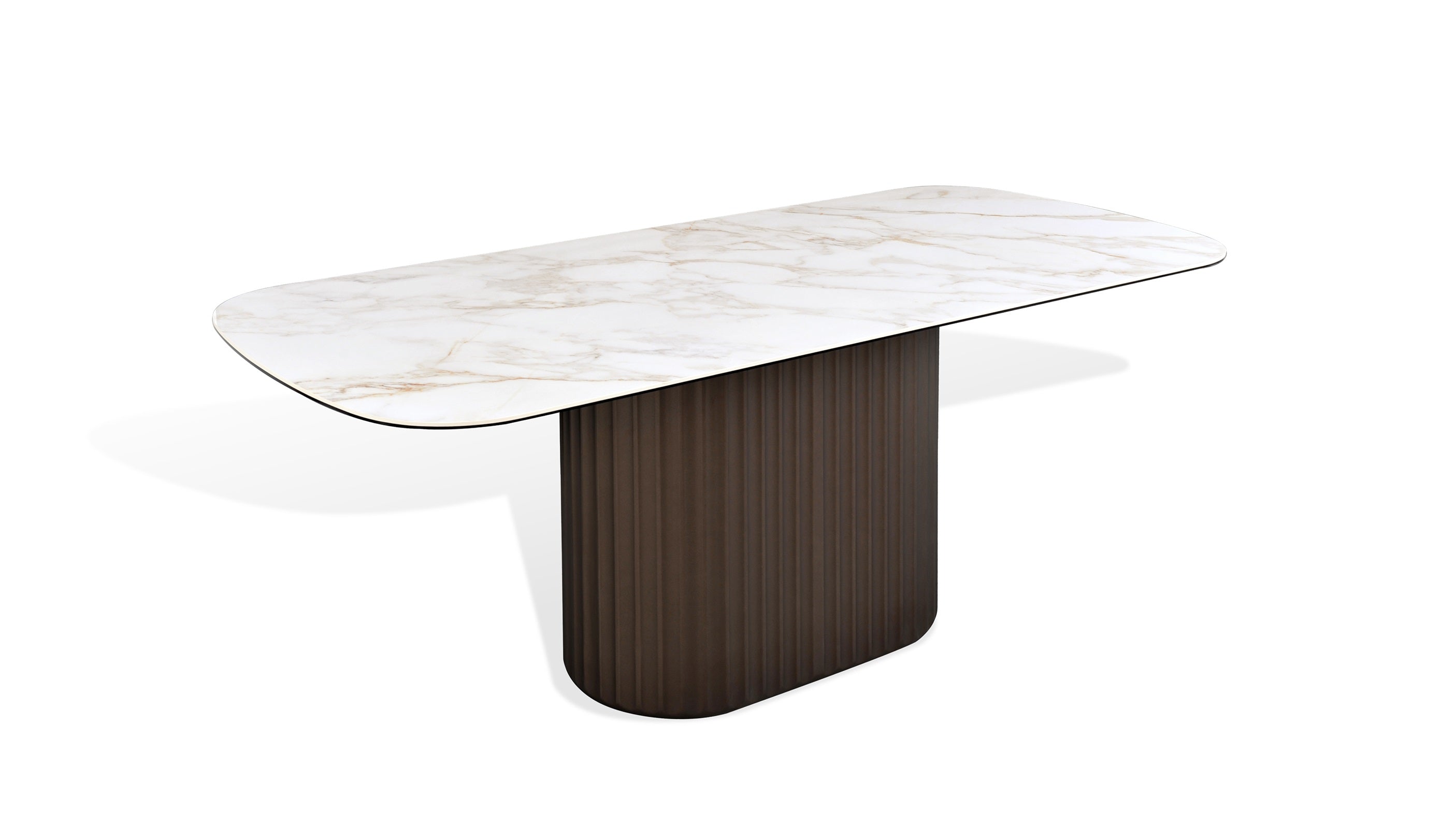 Brushed Bronze Ceramic-Top Dining Table