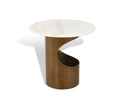 White Marble-Top Antique Brass End Table