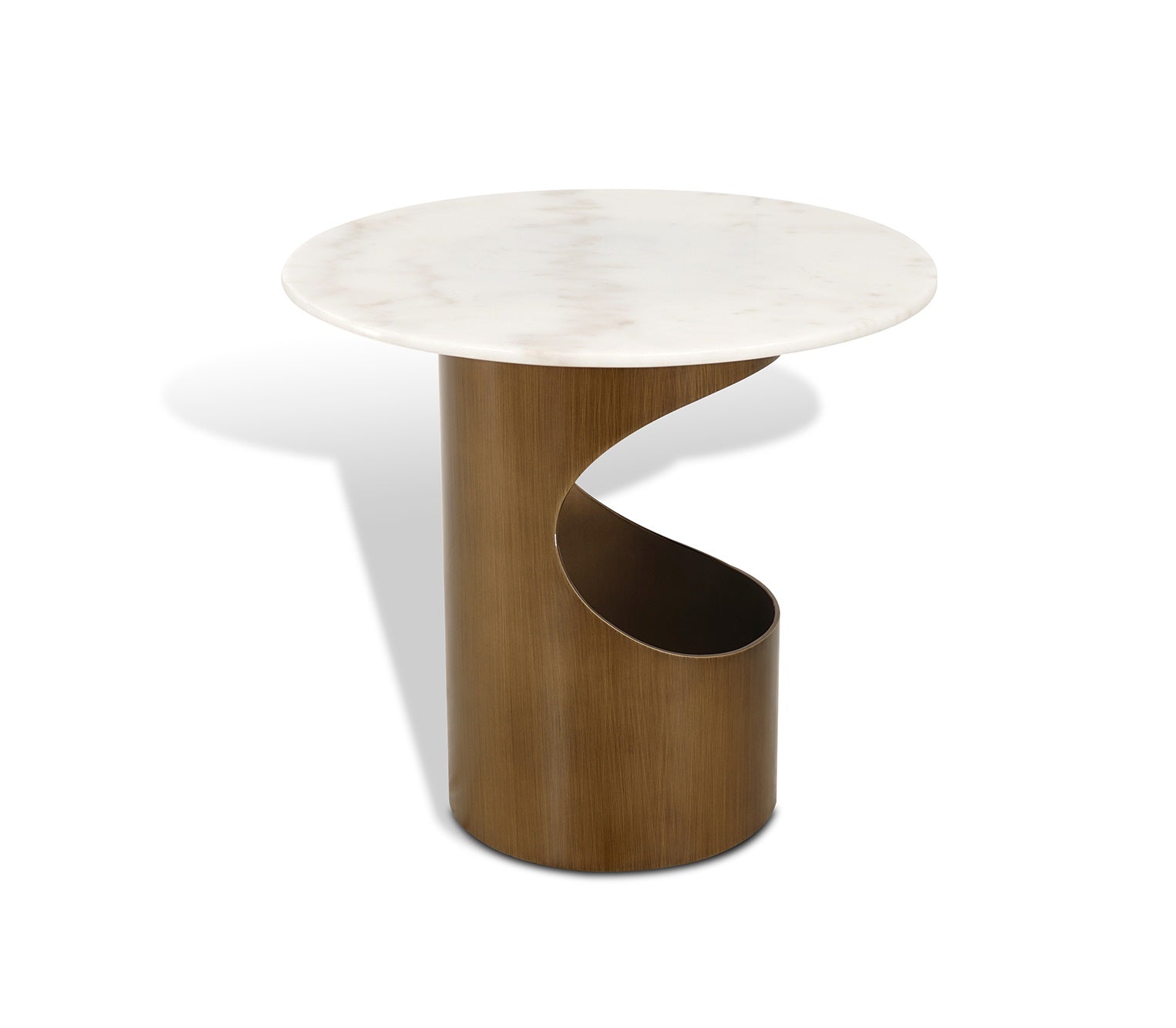 White Marble-Top Antique Brass End Table