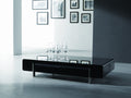 Dark Oak Coffee Table with Chrome Accents