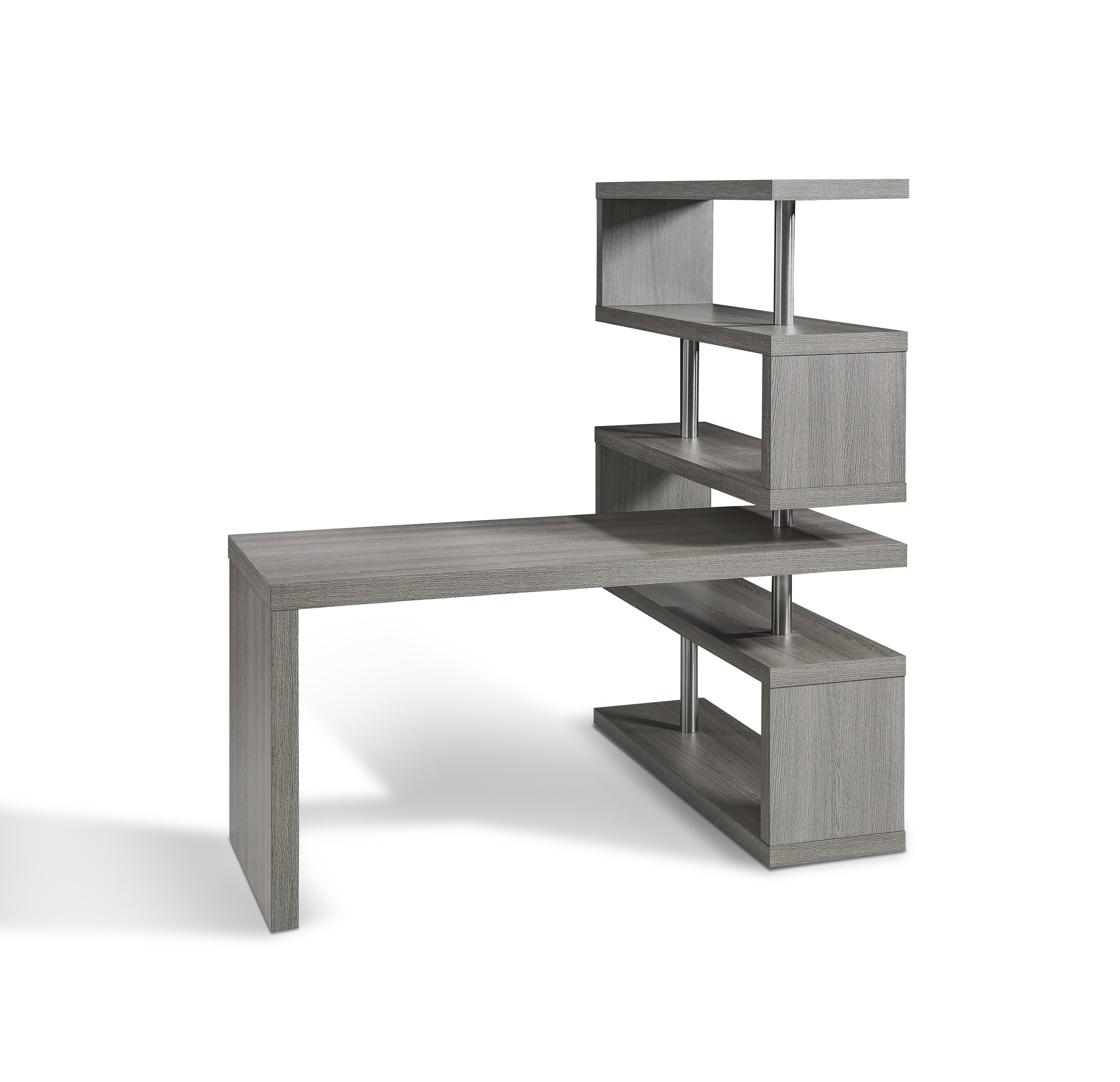 Grey Stainless Steel Office Desk with Brushed Finish