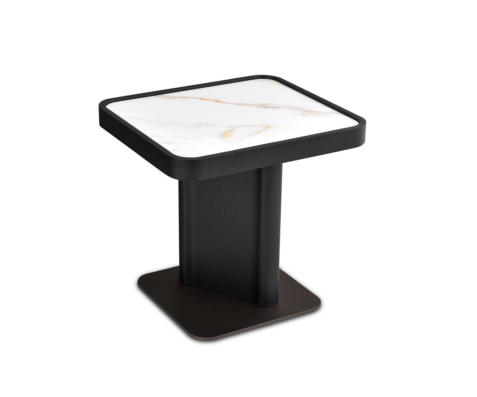 Brown Metal Pedestal End Table