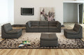 Grey Leather Six-Piece Modular Seating Set