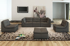 Grey Leather Six-Piece Modular Seating Set
