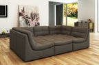 Grey Leather Six-Piece Modular Seating Set