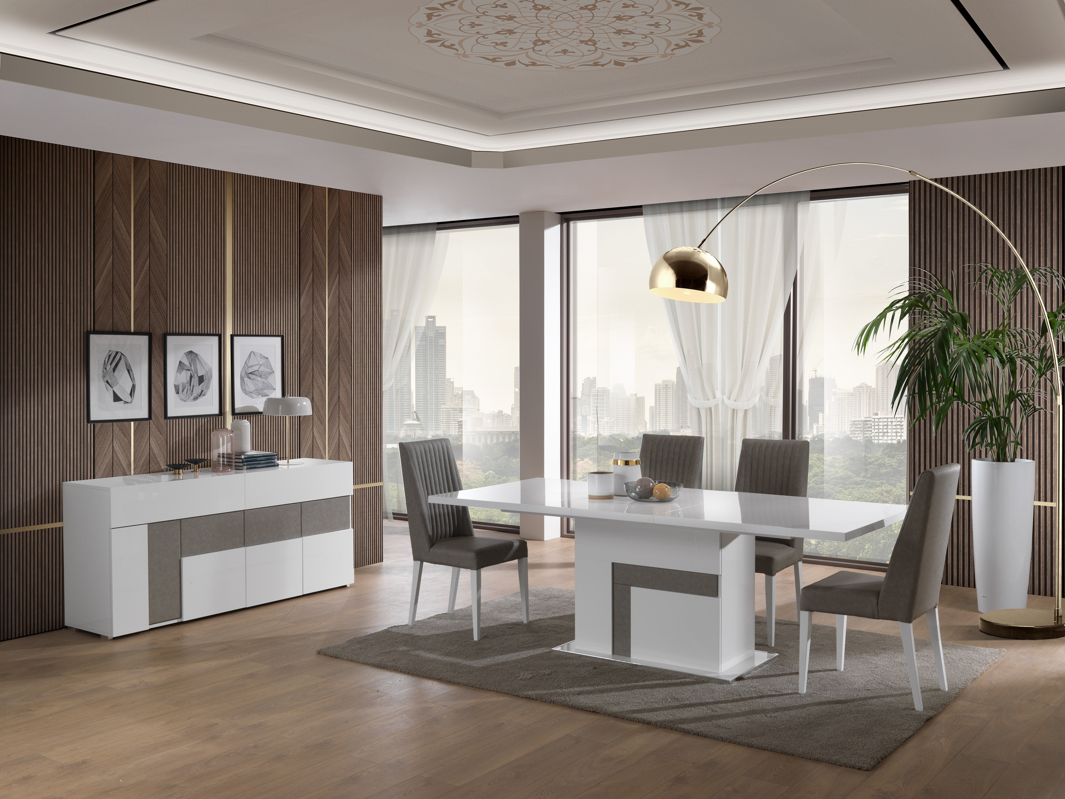 Luxuria White Leatherette Buffet