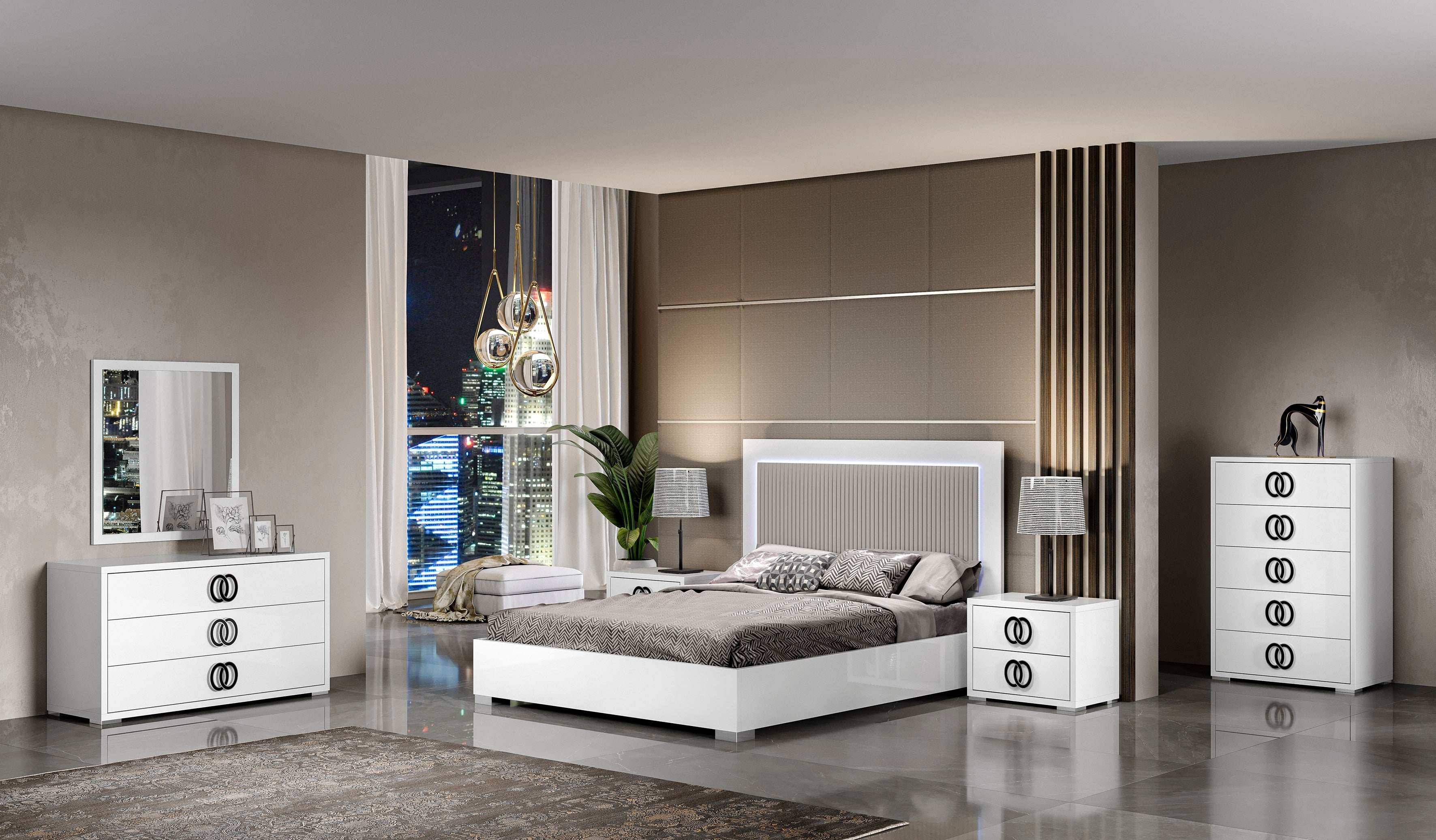 Luxuria Black-and-White Mirrored Dresser
