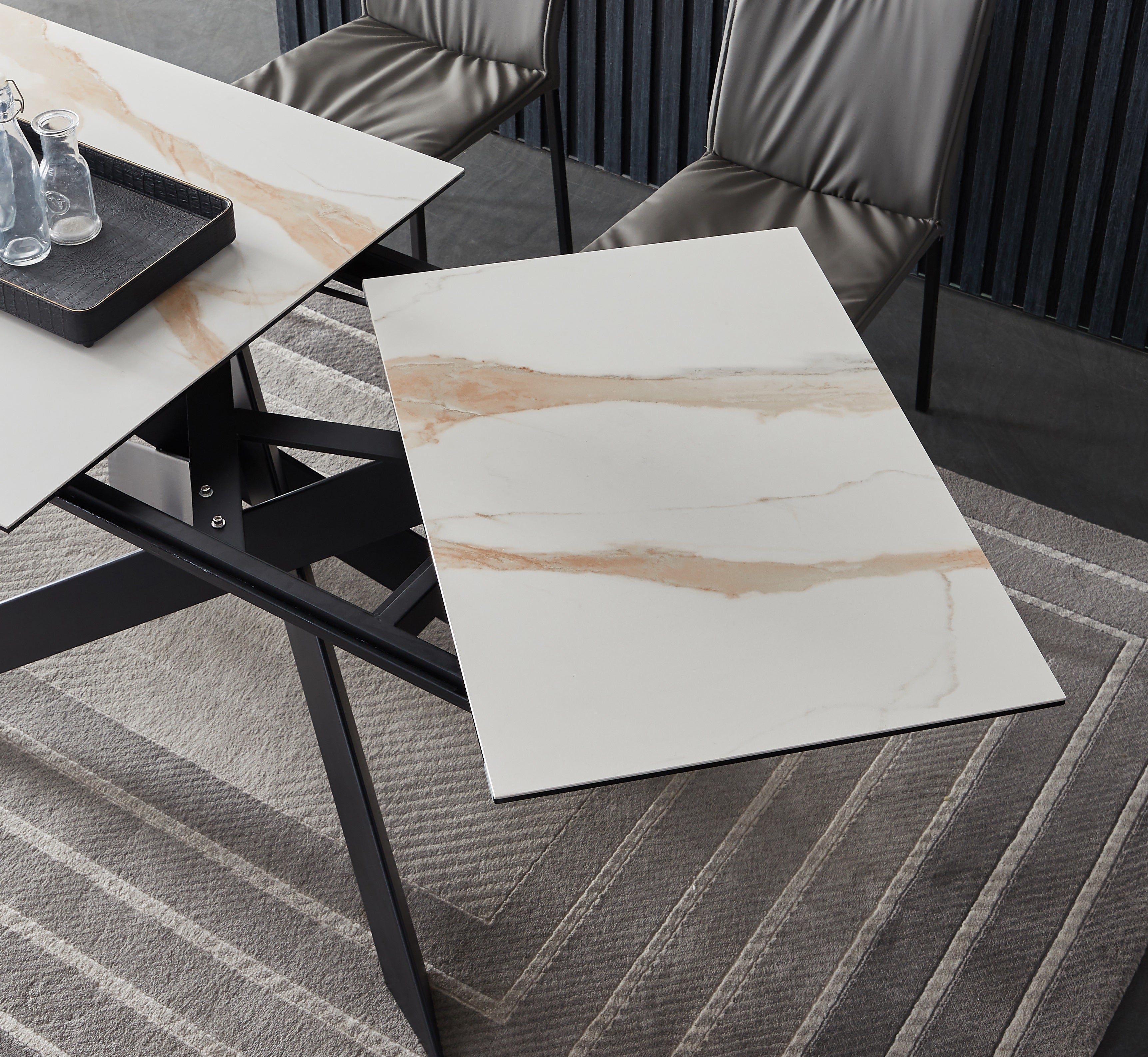Calcutta Black Ceramic-Top Extension Dining Table
