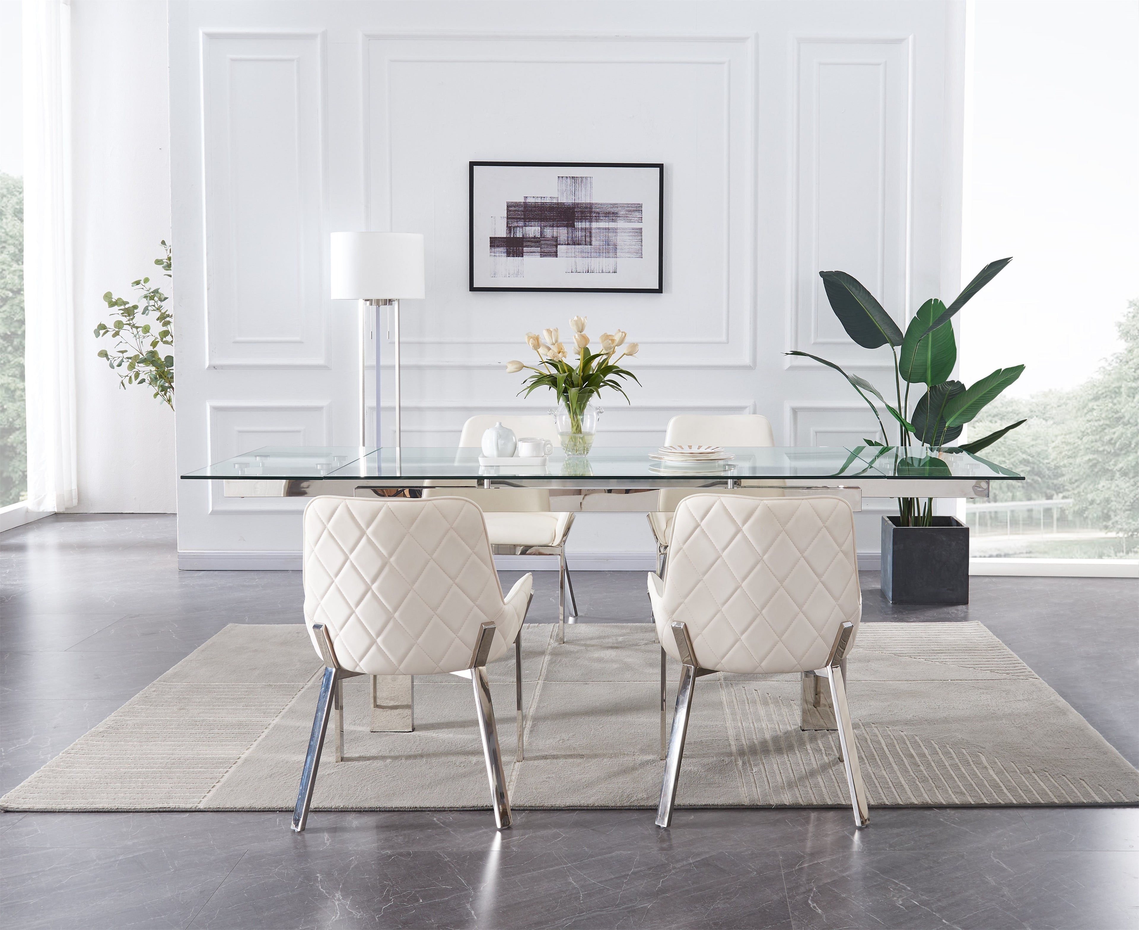 Moda Clear Glass Extension Dining Table