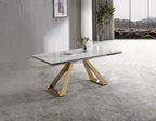 Orleans Ceramic-Top Brass Extension Dining Table
