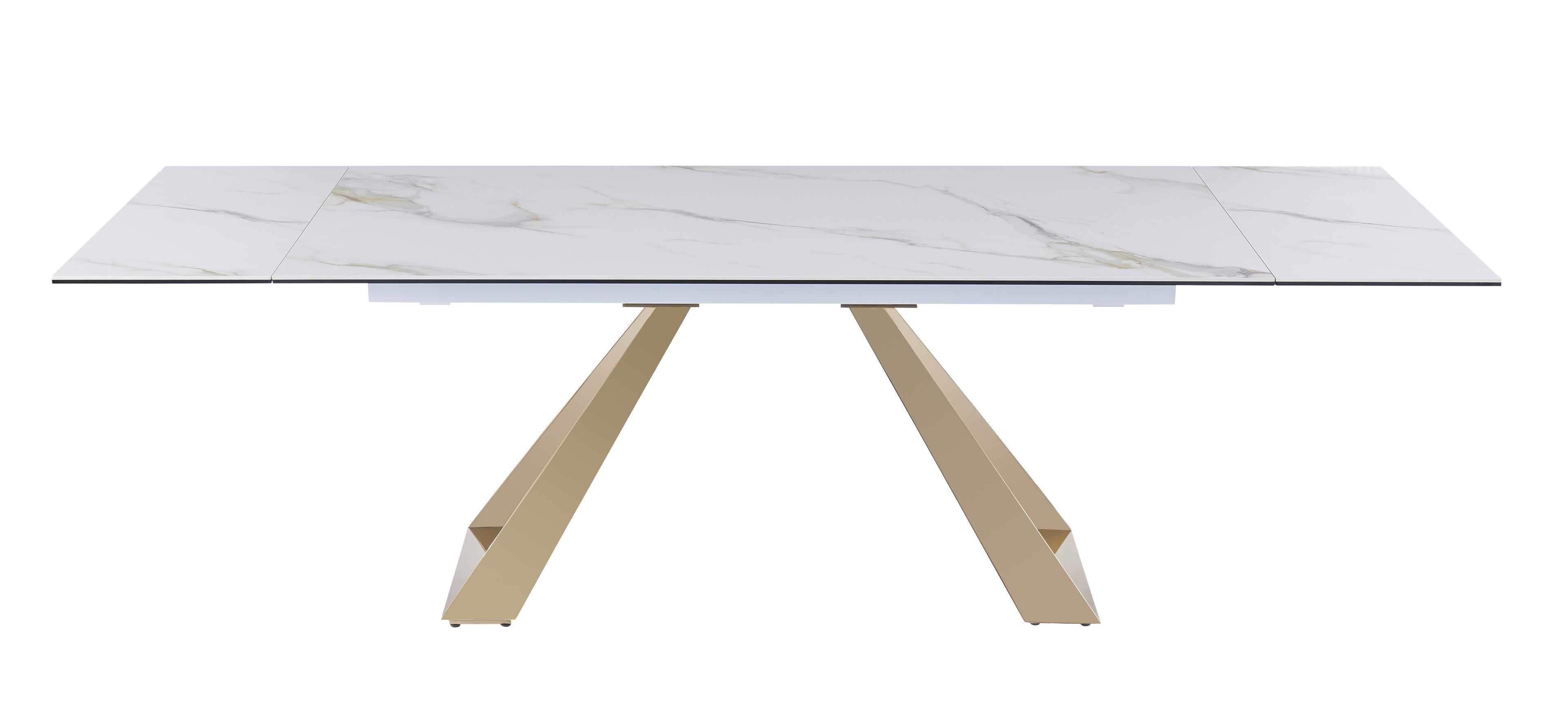 Orleans Ceramic-Top Brass Extension Dining Table