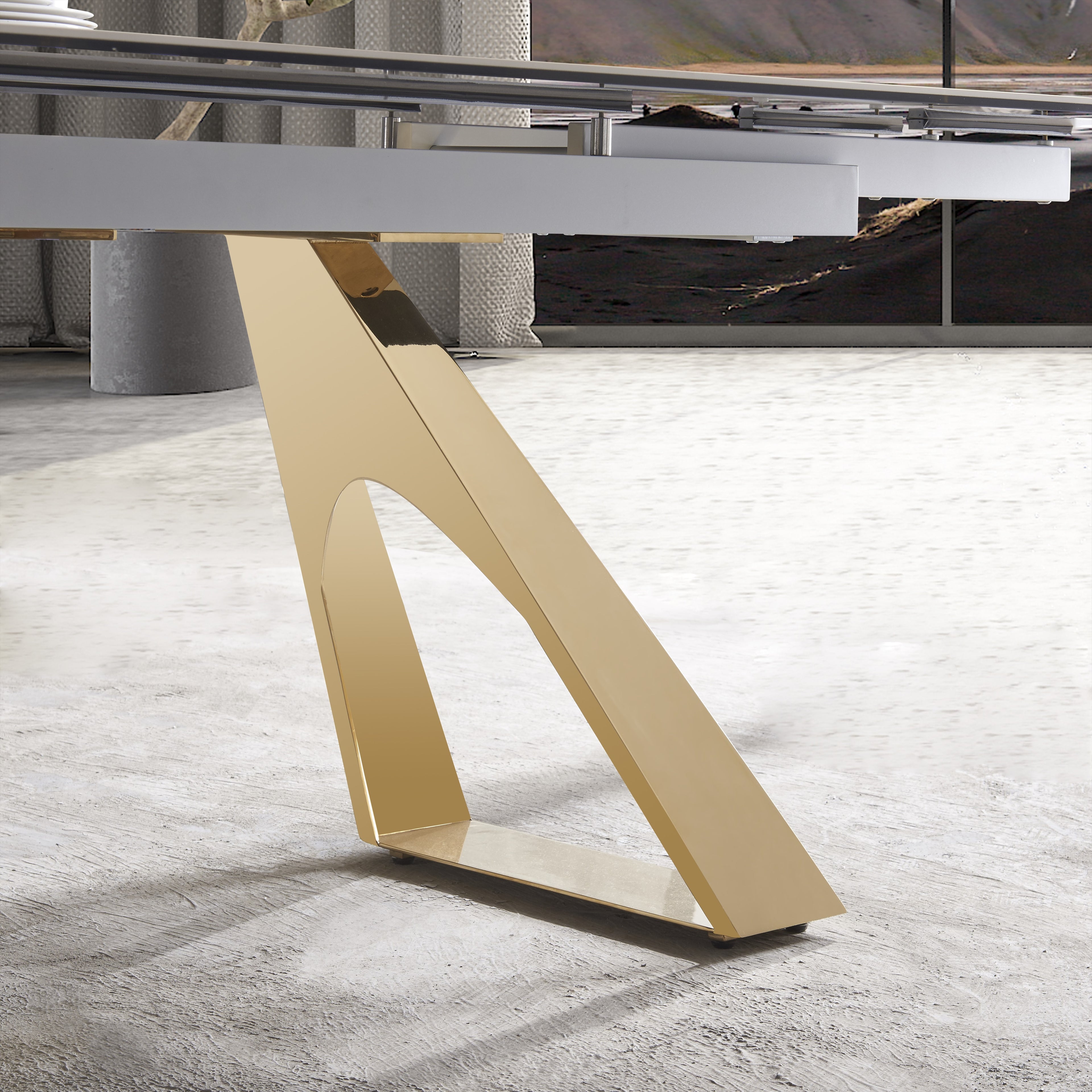 Orleans Ceramic-Top Brass Extension Dining Table