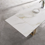 Orleans Ceramic-Top Brass Extension Dining Table