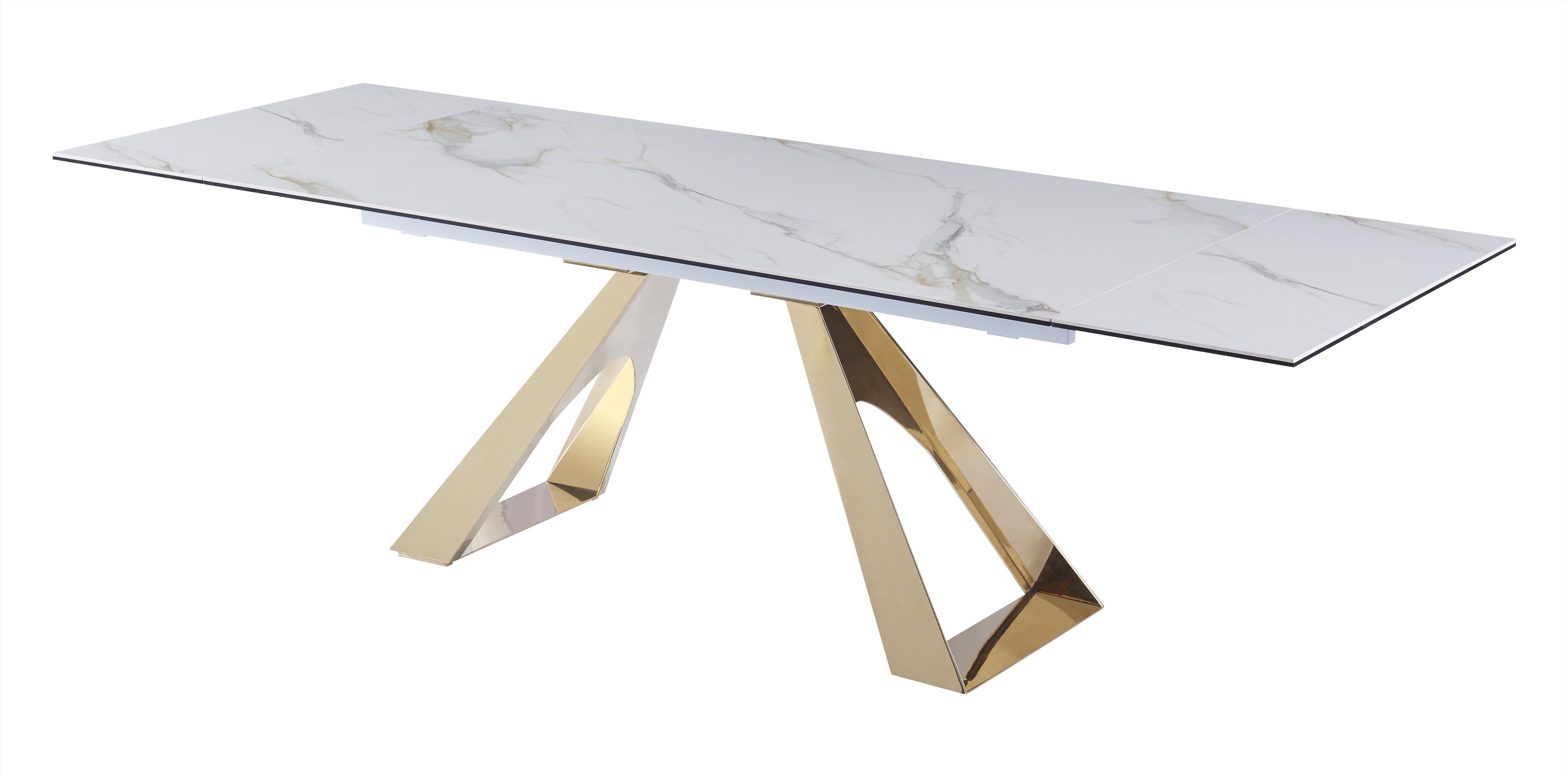 Orleans Ceramic-Top Brass Extension Dining Table