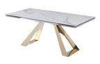 Orleans Ceramic-Top Brass Extension Dining Table